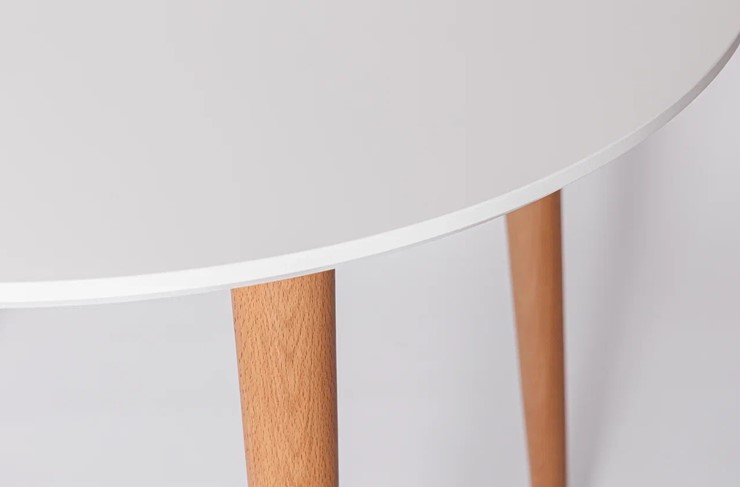 Кухонный стол круглый Белая Эмаль д. 90 см МДФ ножки светлый орех в Альметьевске - изображение 21