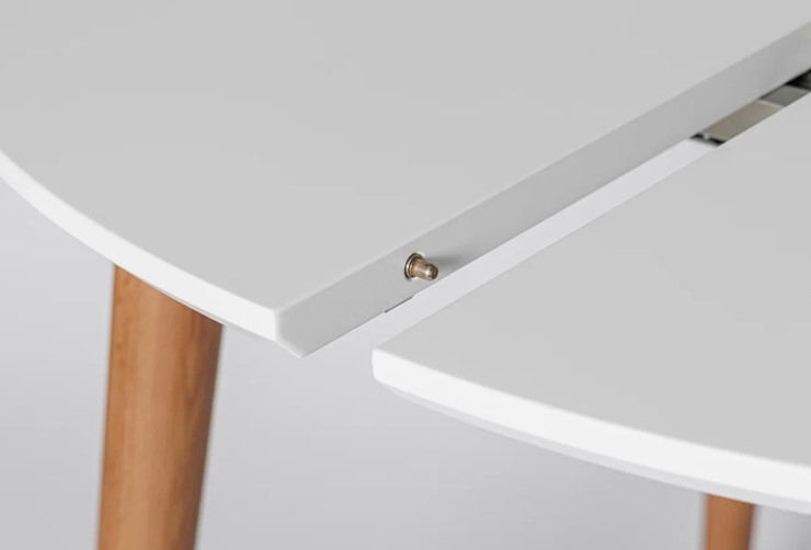 Кухонный стол круглый Белая Эмаль д. 90 см МДФ ножки светлый орех в Альметьевске - изображение 4