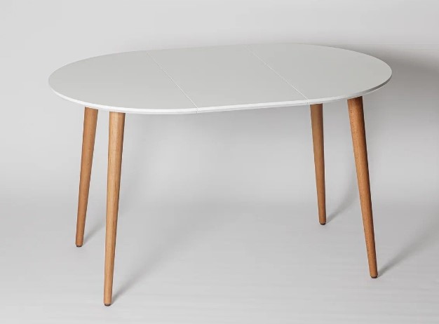 Кухонный стол круглый Белая Эмаль д. 90 см МДФ ножки светлый орех в Альметьевске - изображение 9