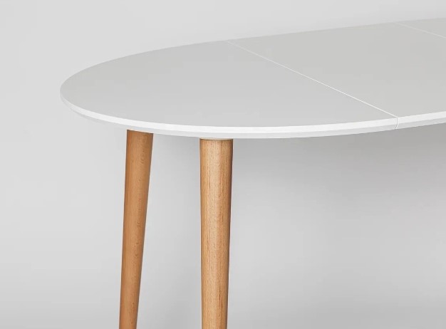Кухонный стол круглый Белая Эмаль д. 90 см МДФ ножки светлый орех в Альметьевске - изображение 10