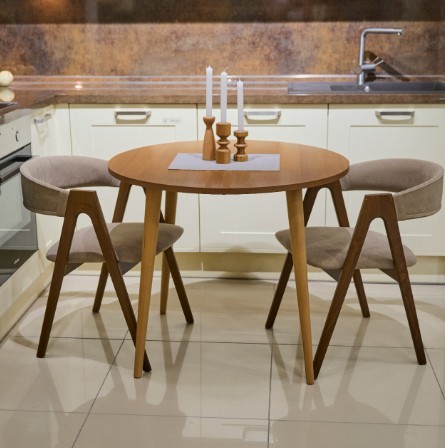 Кухонный стол круглый Орех Гварнери д. 90 см ЛДСП в Нижнекамске - изображение 2