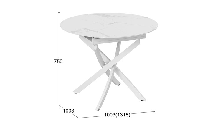 Раздвижной стол Бергамо Тип 1 (Белый муар/Стекло матовое белый мрамор) в Казани - изображение 11