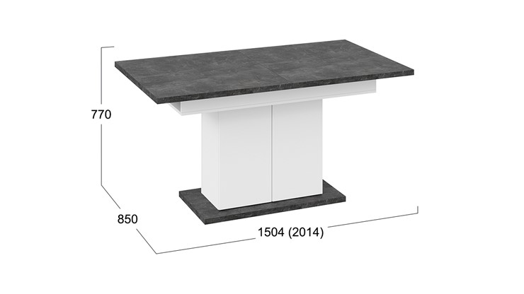 Кухонный стол раскладной Детройт тип 1 (Белый/Ателье темный) в Нижнекамске - изображение 7