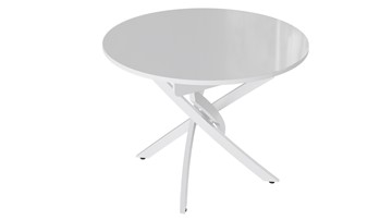 Кухонный стол раздвижной Diamond тип 3 (Белый муар/Белый глянец) в Набережных Челнах - предосмотр