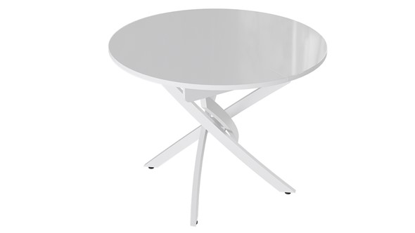 Кухонный стол раздвижной Diamond тип 3 (Белый муар/Белый глянец) в Набережных Челнах - изображение