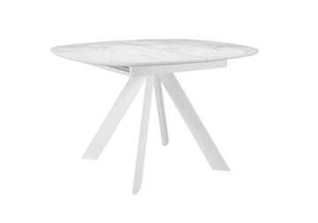 Керамический обеденный стол DikLine BK100 Керамика Белый мрамор/подстолье белое/опоры белые в Альметьевске
