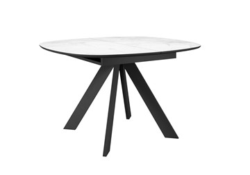 Кухонный стол раскладной DikLine BK100 Керамика Белый мрамор/подстолье черное/опоры черные в Нижнекамске