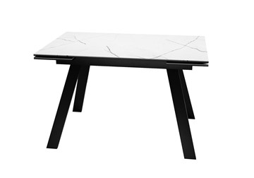 Кухонный раскладной стол DikLine DKL140 Керамика Белый мрамор/опоры черные (2 уп.) в Нижнекамске - предосмотр