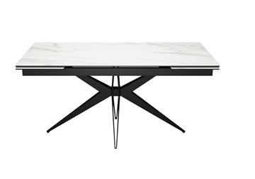 Керамический кухонный стол DikLine KW160 мрамор С41 (керамика белая)/опоры черные в Альметьевске