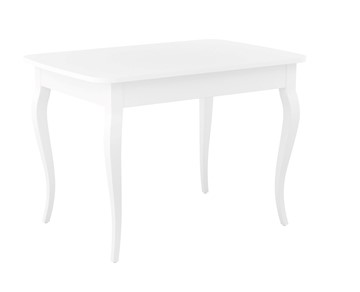 Обеденный раздвижной стол Dikline M110 Белый/стекло белое сатин/ножки MC белые в Набережных Челнах