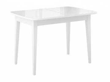 Обеденный раздвижной стол Dikline M110 Белый/стекло белое глянец/ножки MM белые в Нижнекамске