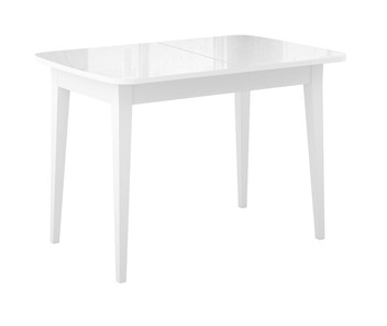 Кухонный стол раздвижной Dikline M120 Белый/стекло белое глянец/ножки MM белые в Набережных Челнах
