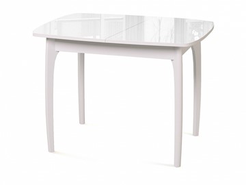 Кухонный стол раскладной Dikline M40 стекло белое/ножки белые в Набережных Челнах