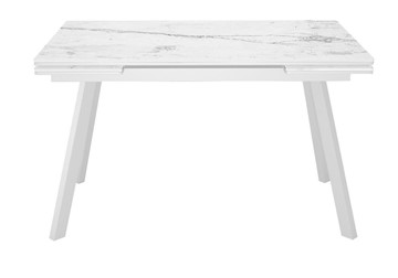 Кухонный стол раздвижной DikLine SKA125 Керамика Белый мрамор/подстолье белое/опоры белые (2 уп.) в Альметьевске