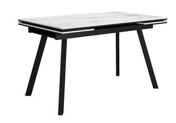 Керамический обеденный стол DikLine SKA125 Керамика Белый мрамор/подстолье черное/опоры черные (2 уп.) в Набережных Челнах