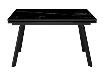 Обеденный раздвижной стол DikLine SKA125 Керамика Черный мрамор/подстолье черное/опоры черные (2 уп.) в Нижнекамске - предосмотр