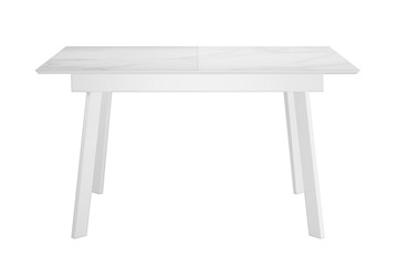 Кухонный стол раздвижной DikLine SKH125 Керамика Белый мрамор/подстолье белое/опоры белые (2 уп.) в Нижнекамске - предосмотр