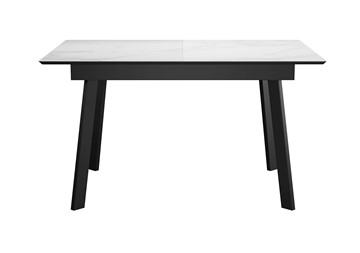 Кухонный раскладной стол DikLine SKH125 Керамика Белый мрамор/подстолье черное/опоры черные (2 уп.) в Альметьевске