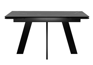 Кухонный раскладной стол DikLine SKM140 Керамика Черный мрамор/подстолье черное/опоры черные (2 уп.) в Альметьевске