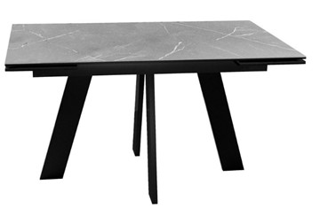 Кухонный стол раздвижной DikLine SKM140 Керамика серый мрамор/подстолье черное/опоры черные (2 уп.) в Нижнекамске
