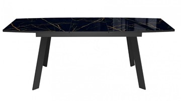 Кухонный стол раскладной Dikline XLS160 мрамор черный глянец/ножки черные в Нижнекамске - предосмотр 1