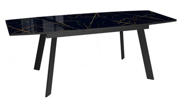 Кухонный стол раскладной Dikline XLS160 мрамор черный глянец/ножки черные в Нижнекамске - предосмотр 3