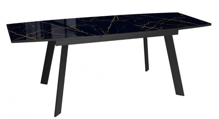 Кухонный стол раскладной Dikline XLS160 мрамор черный глянец/ножки черные в Нижнекамске - изображение 3