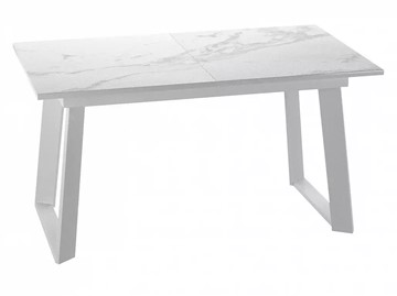 Обеденный раздвижной стол Dikline ZLS140 Мрамор белый глянец/ножки белые в Нижнекамске