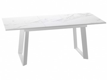Обеденный раздвижной стол Dikline ZLS140 Мрамор белый глянец/ножки белые в Альметьевске - предосмотр 1