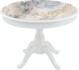 Кухонный круглый стол Фабрицио-1 Glass, Круг 1000, фотопечать (Мрамор 11) в Нижнекамске