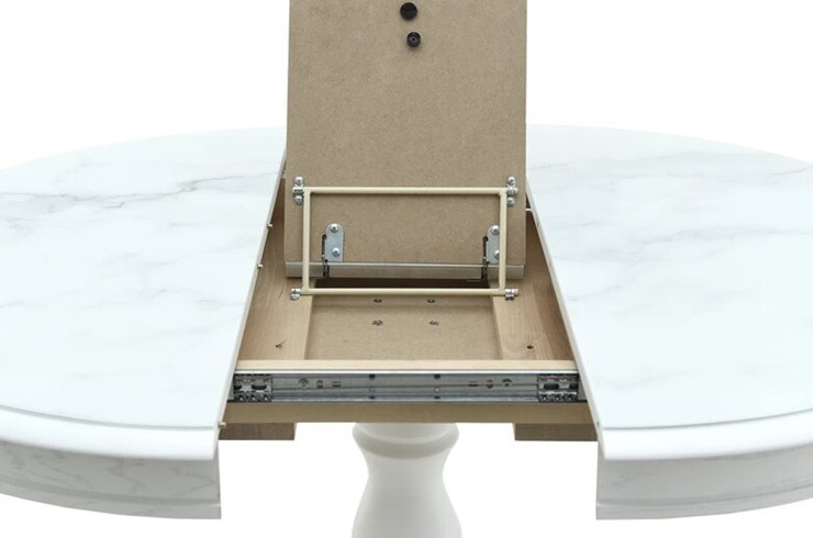 Кухонный раздвижной стол Фабрицио-1 Glass, Круг 1000, фотопечать (Мрамор 11) в Нижнекамске - изображение 8