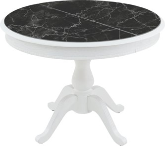 Кухонный раздвижной стол Фабрицио-1 Glass, Круг 1000, фотопечать (Мрамор 9) в Нижнекамске