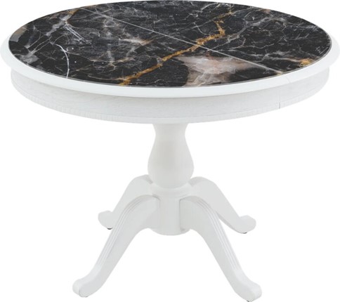 Кухонный раскладной стол Фабрицио-1 Glass Круг 820, Фотопечать (Мрамор №10) в Нижнекамске - изображение