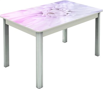 Обеденный раздвижной стол Гамбург исп.1 ноги метал. крашеные №23, Фотопечать (Цветы №54) в Альметьевске