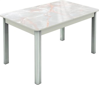 Раздвижной стол Гамбург исп.2 ноги метал. крашеные №23, Фотопечать (Мрамор №7) в Нижнекамске