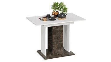 Кухонный стол раздвижной Кёльн тип 1 (Ателье темный, Белый, Стекло Белый глянец) в Набережных Челнах