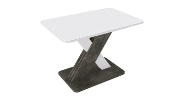 Кухонный стол раздвижной Люксембург тип 1 (Белый/Ателье темный/Стекло белое матовое) в Альметьевске - предосмотр