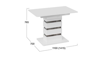 Стол раздвижной Мадейра тип 1 (Белый глянец/Ателье темный) в Альметьевске - предосмотр 5