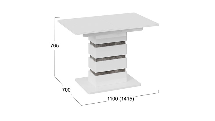 Стол раздвижной Мадейра тип 1 (Белый глянец/Ателье темный) в Набережных Челнах - изображение 5