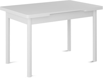 Кухонный стол раскладной Милан-1 EVO, ноги металлические белые, белый цемент в Казани