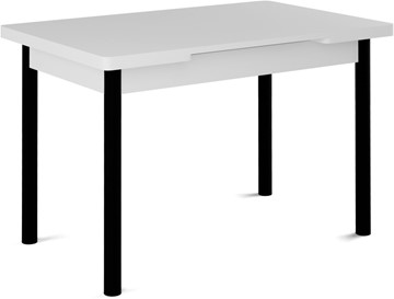 Стол раздвижной Милан-1 EVO, ноги металлические черные, белый цемент в Набережных Челнах