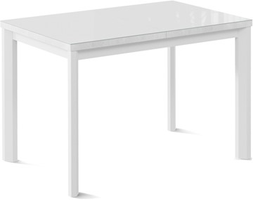 Стол раздвижной Нагано-1G (ноги металлические белые, стекло cristal/белый цемент) в Альметьевске