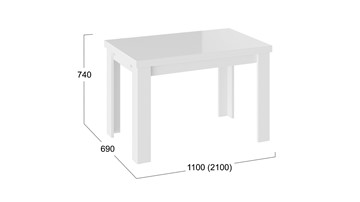 Стол раздвижной Норман тип 1, цвет Белый/Стекло белый глянец в Набережных Челнах - предосмотр 2