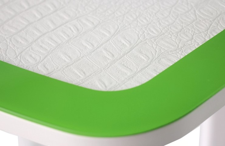 Обеденный раздвижной стол ПГ-01 СТК, белый/зеленый/крокодил белый/белый в Альметьевске - изображение 1