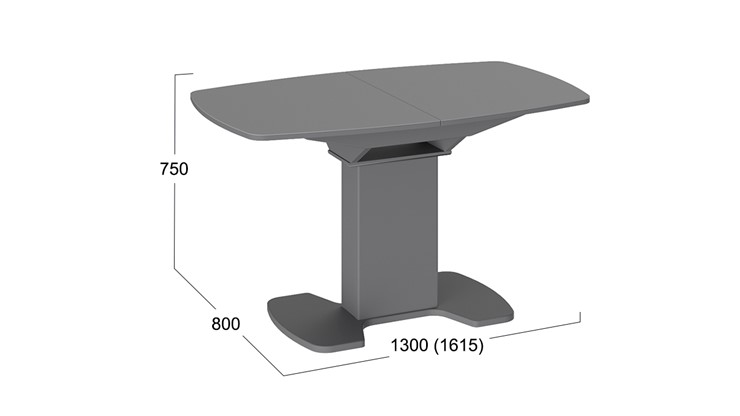 Стол раздвижной Портофино (СМ(ТД)-105.02.11(1)), цвет Серое/Стекло серое матовое LUX в Альметьевске - изображение 1