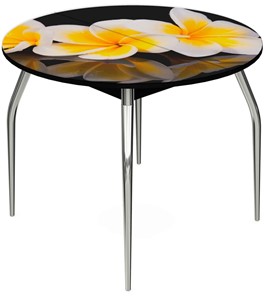 Обеденный раздвижной стол Ривьера - Круг, ноги хром №5, ФП (Цветы №11) в Набережных Челнах