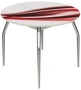 Кухонный стол раздвижной Ривьера - Круг, ноги метал. крашеные №24, ФП (Текстура №50) в Альметьевске