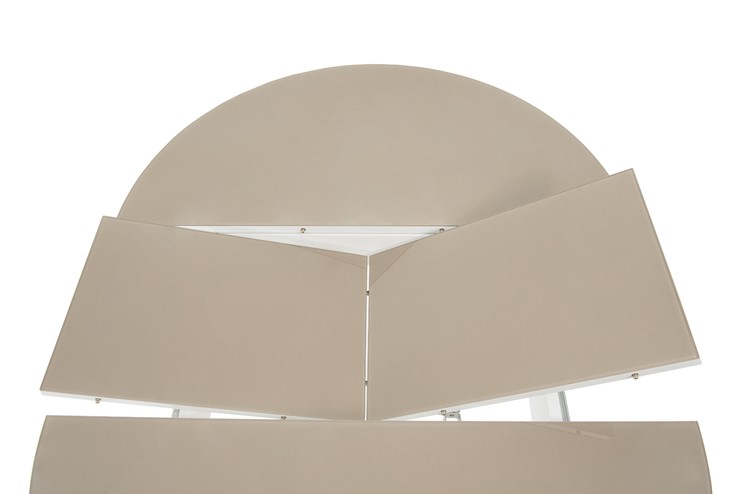 Кухонный раскладной стол Ривьера исп. круг хром №5 (стекло белое/черный) в Альметьевске - изображение 4