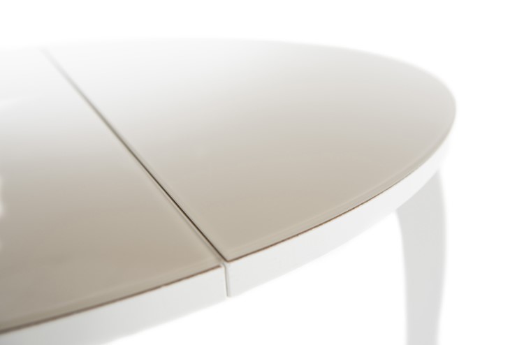 Кухонный раскладной стол Ривьера исп. круг хром №5 (стекло белое/черный) в Альметьевске - изображение 6