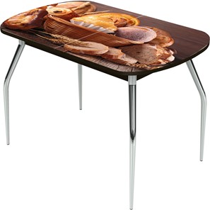 Обеденный раздвижной стол Ривьера исп.1 ноги метал. крашеные №24 Фотопечать (Хлеб №3 в Набережных Челнах